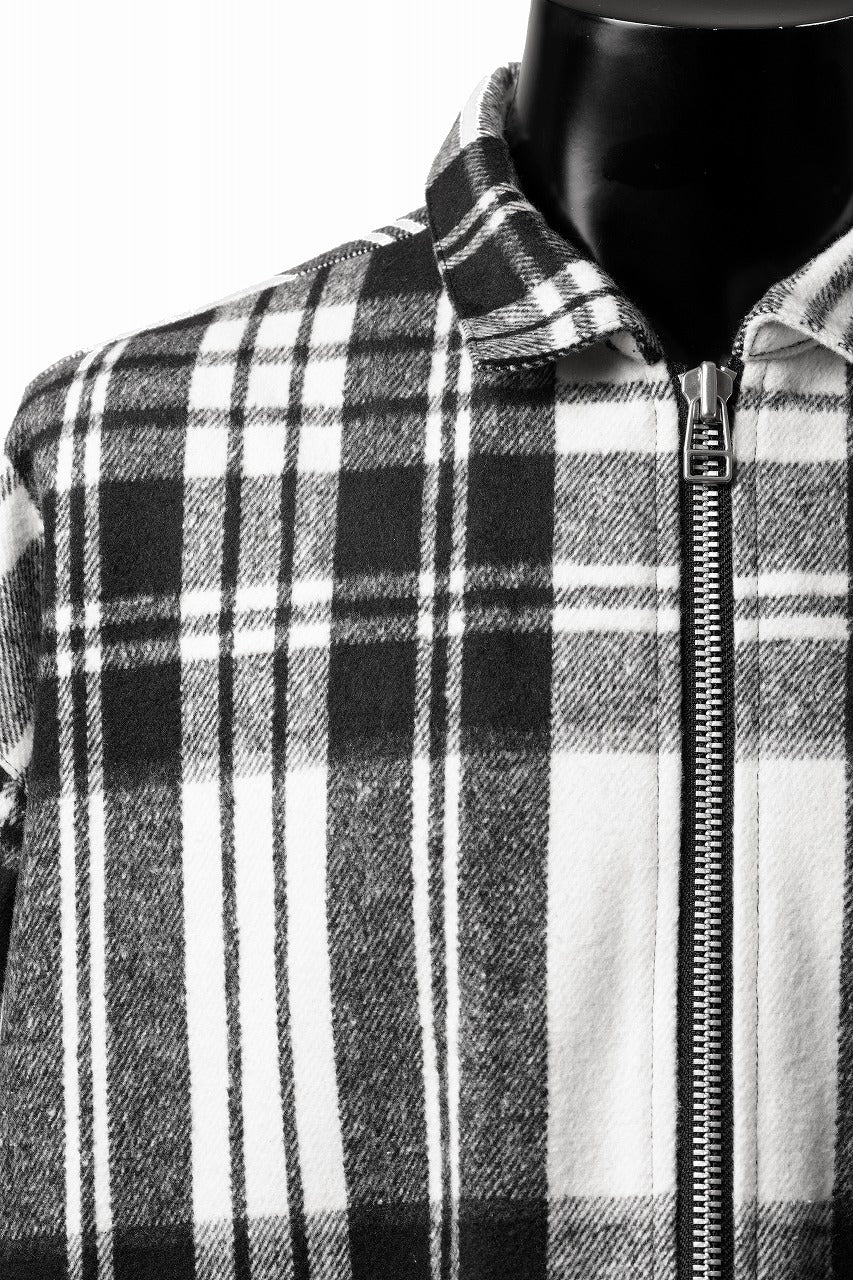 Load image into Gallery viewer, 【SAMPLE SALE】A.F ARTEFACT WOOL PLAID ZIP BLOUSON (BLACK x WHITE)