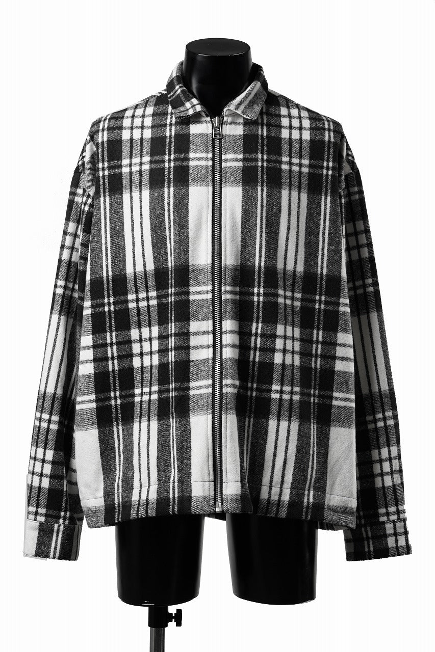 SAMPLE SALE】A.F ARTEFACT WOOL PLAID ZIP BLOUSON (BLACK x WHITE)の
