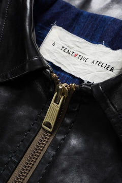 画像をギャラリービューアに読み込む, A TENTATIVE ATELIER MARCEL POOT LEATHER ZIPPER WORKER JACKET / VACCHETTA HORSE LEATHER (BLACK)