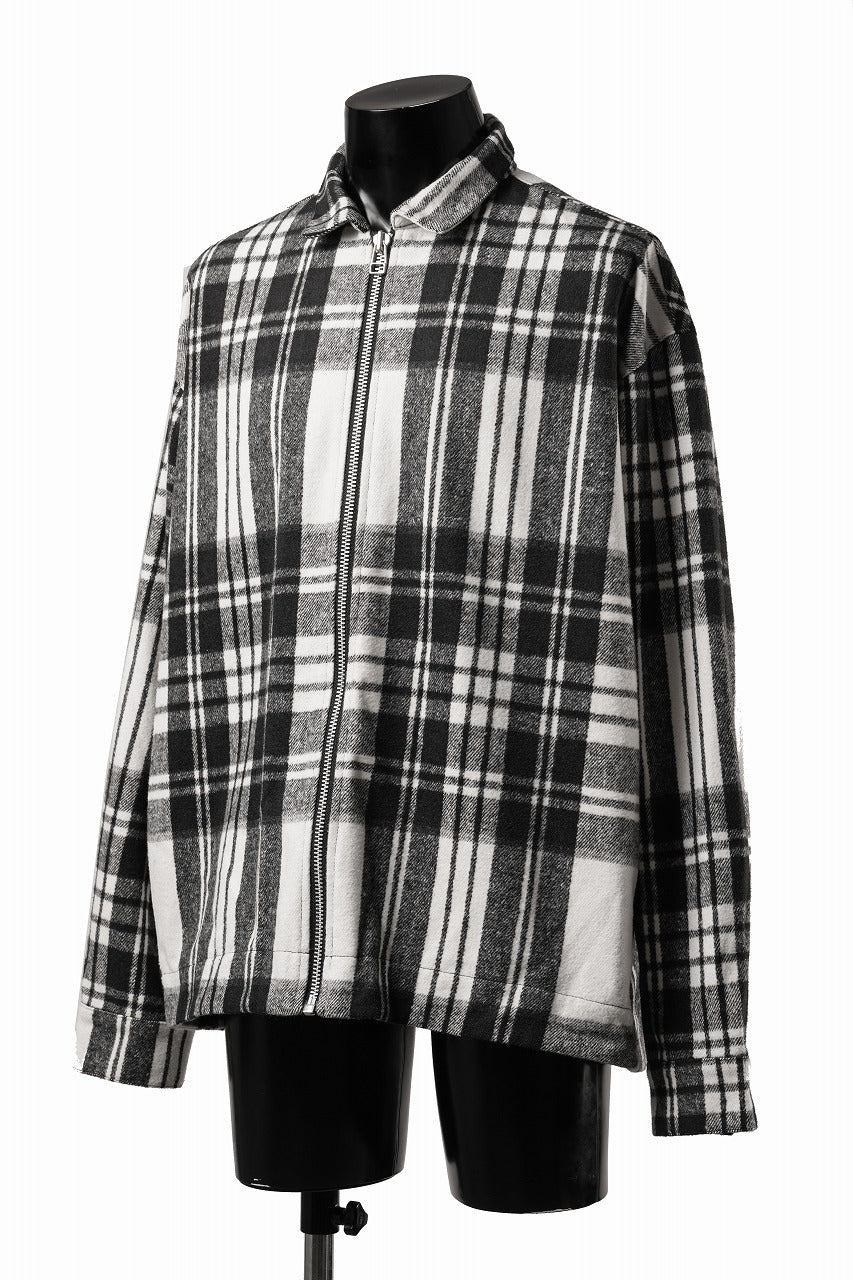 Load image into Gallery viewer, 【SAMPLE SALE】A.F ARTEFACT WOOL PLAID ZIP BLOUSON (BLACK x WHITE)