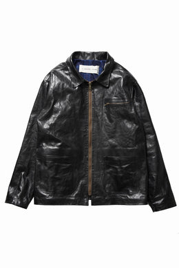 A TENTATIVE ATELIER MARCEL POOT LEATHER ZIPPER WORKER JACKET / VACCHETTA HORSE LEATHER (BLACK)