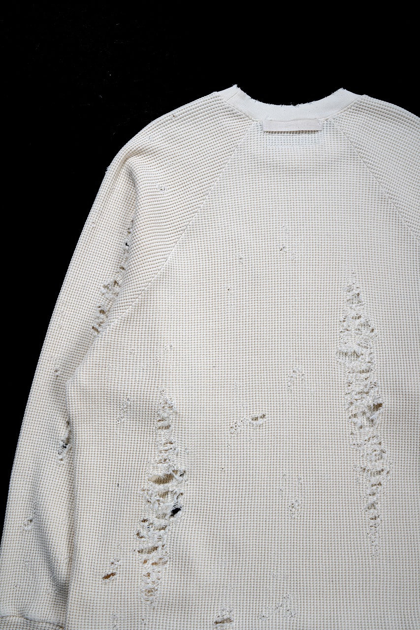 Load image into Gallery viewer, 【SAMPLE SALE】A.F ARTEFACT OVER SIZED DOLMAN LONG PULL OVER / CRASHED WAFFLE COTTON JERSEY (IVORY)
