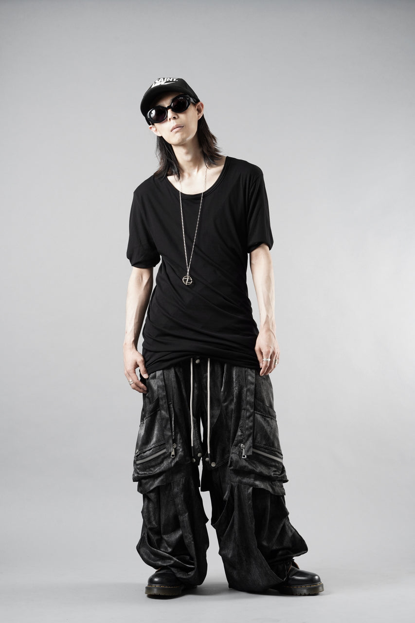 Load image into Gallery viewer, A.F ARTEFACT PARACHUTE WIDE CARGO PANTS / UNEVEN TEXTURE (BLACK)