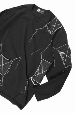 画像をギャラリービューアに読み込む, OBLADI DENIM RECTANGLE PATCHWORK LONG SLEEVES T-SHIRT (BLACK)