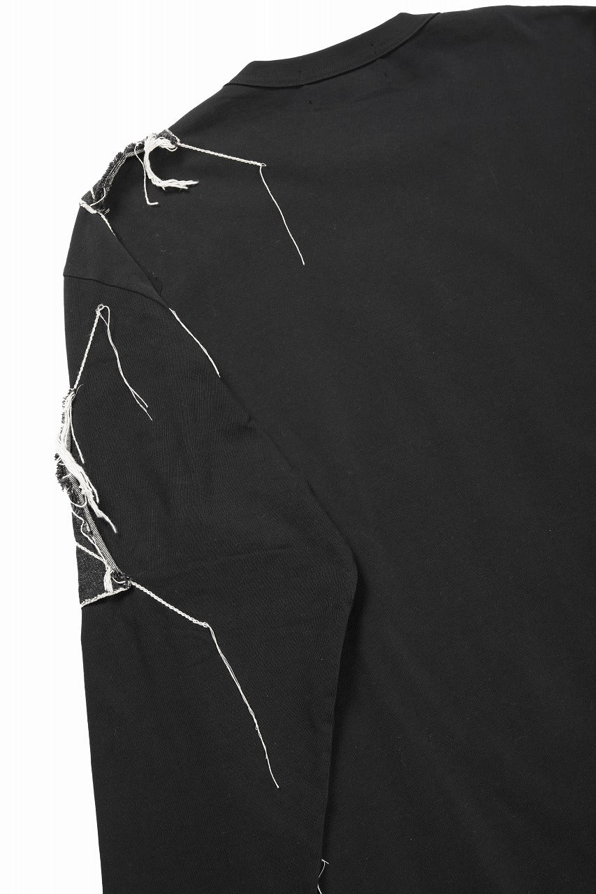 画像をギャラリービューアに読み込む, OBLADI DENIM RECTANGLE PATCHWORK LONG SLEEVES T-SHIRT (BLACK)