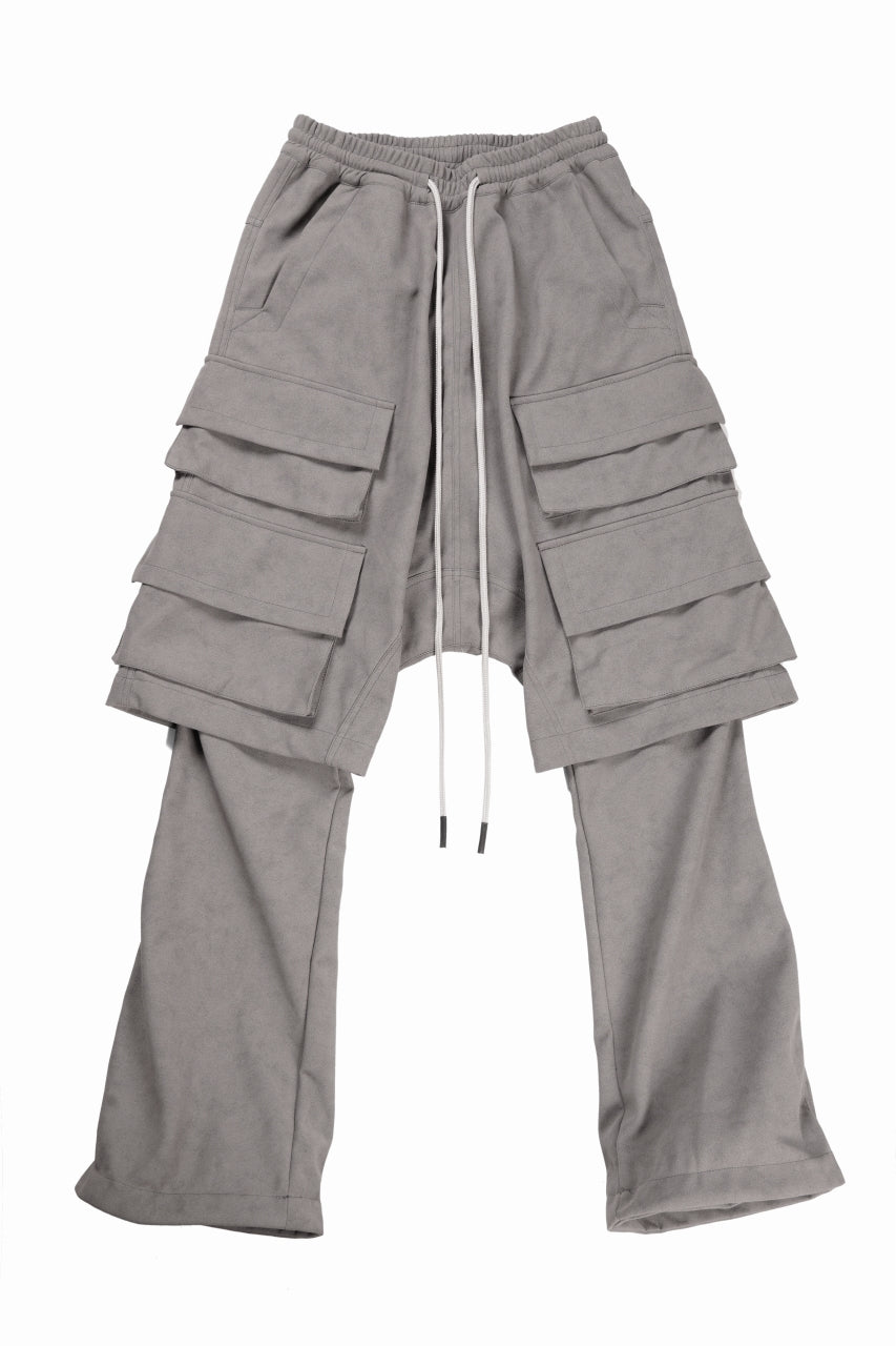 A.F ARTEFACT LAYERED BOOTS CUT PANTS / SYNTHETIC SUEDE LEATHER (GREY)