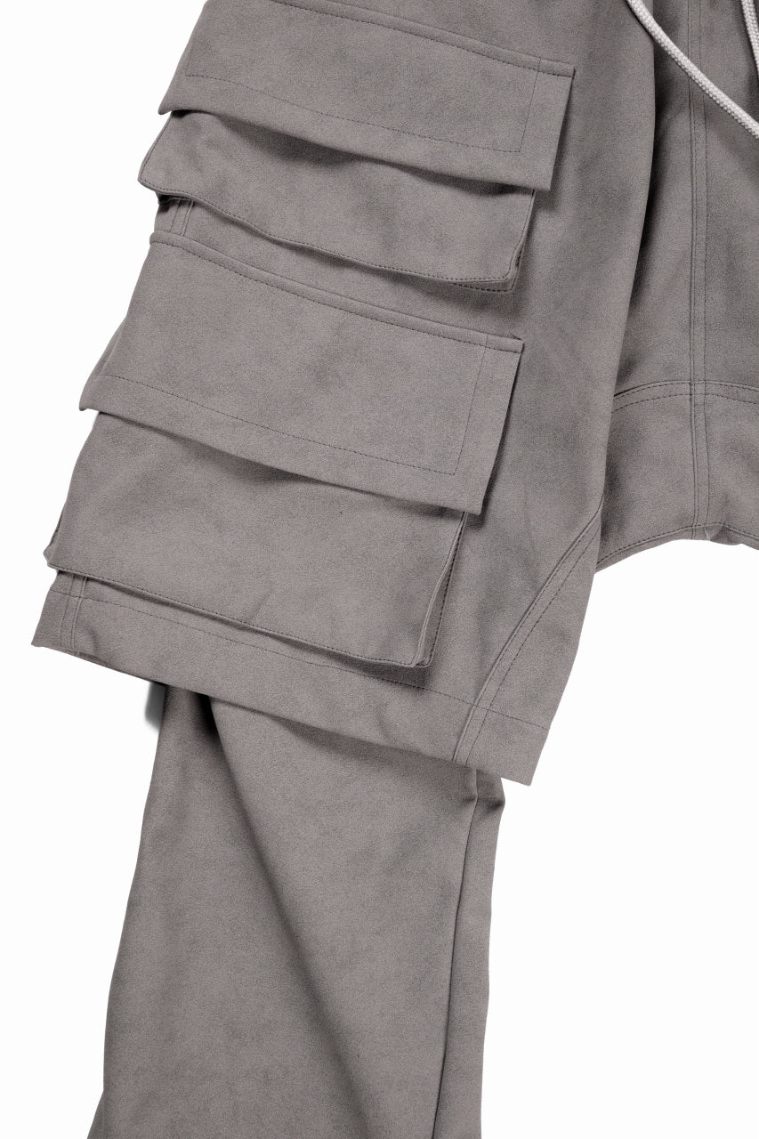 A.F ARTEFACT LAYERED BOOTS CUT PANTS / SYNTHETIC SUEDE LEATHER (GREY)