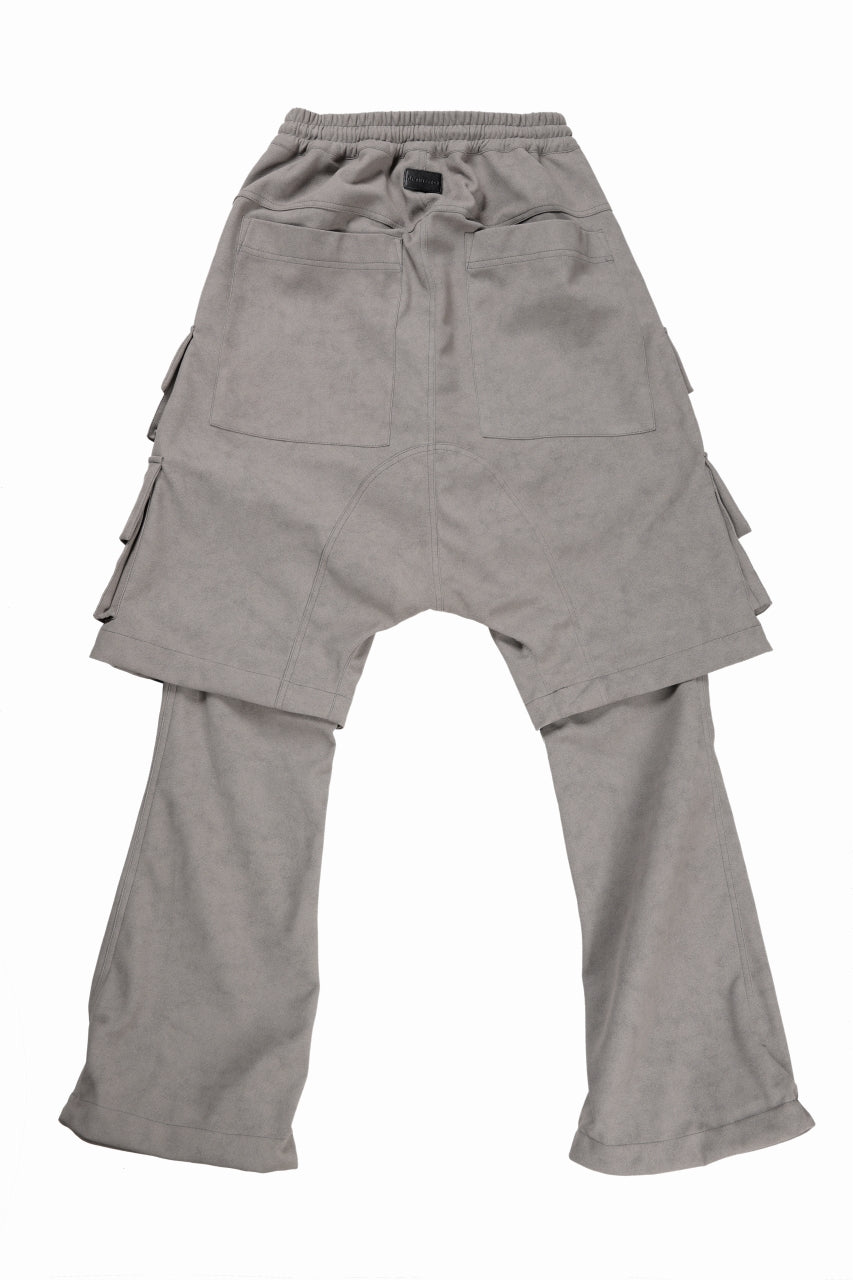 A.F ARTEFACT LAYERED BOOTS CUT PANTS / SYNTHETIC SUEDE LEATHER (GREY)
