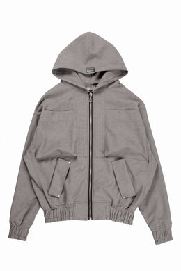 A.F ARTEFACT HOODED ZIP UP BLOUSON / SYNTHETIC SUEDE LEATHER (GREY)