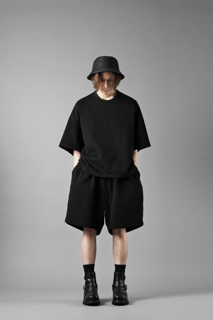 N/07 2 TUCKS EASY SHORTS / RIBBED CARDBOARD KNIT JERSEY (BLACK)