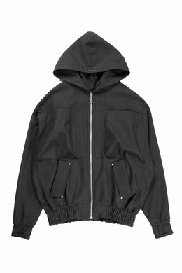 A.F ARTEFACT HOODED ZIP UP BLOUSON / SYNTHETIC SUEDE LEATHER (BLACK)