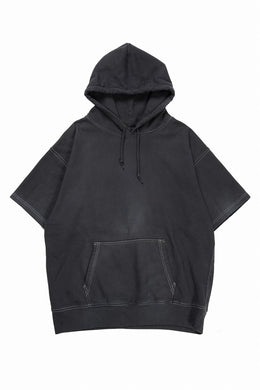 DEFORMATER.® STANDARD HOODIE HALF SLEEVE / VINTAGE-FADED (BLACK)