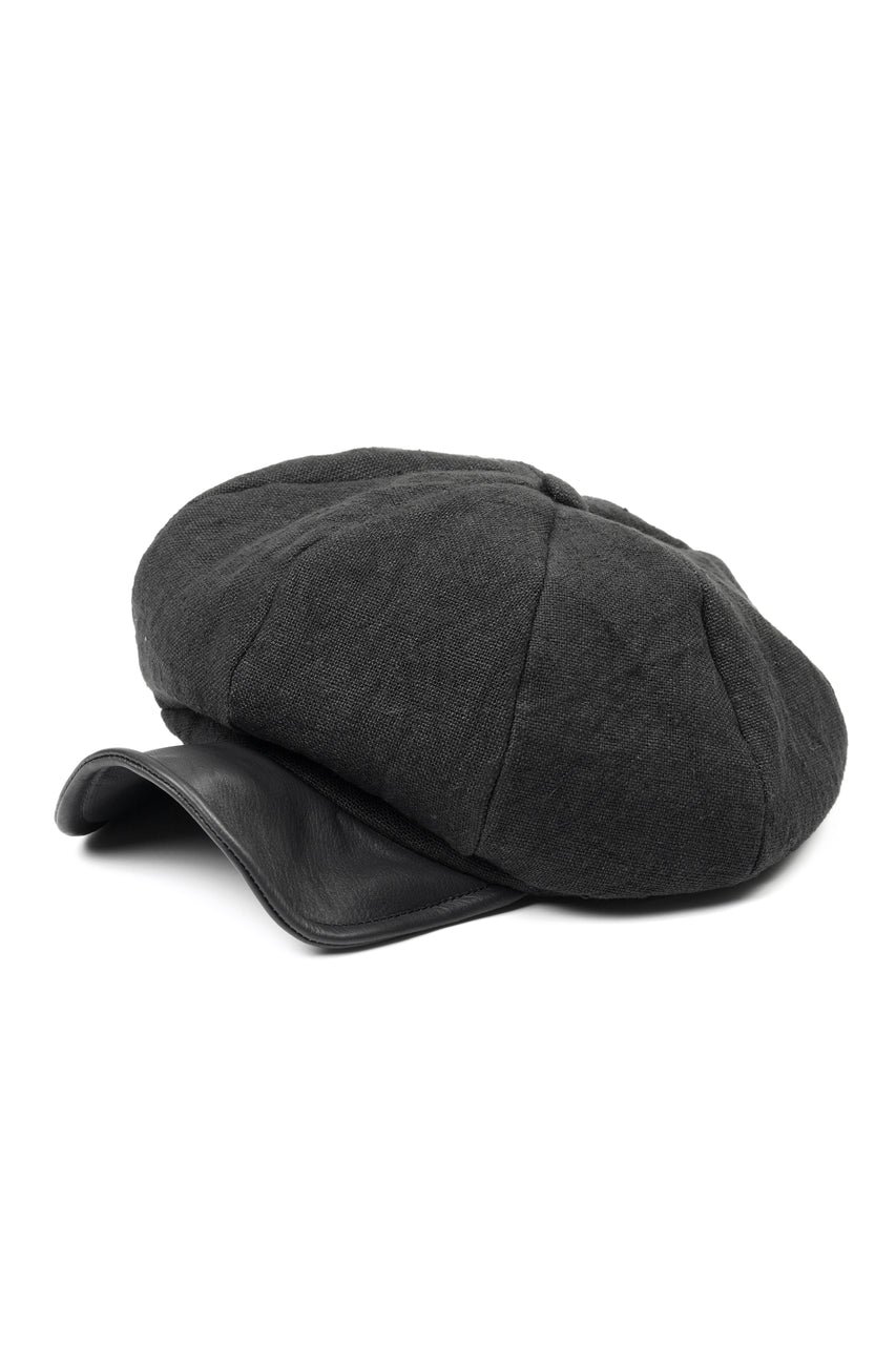 Load image into Gallery viewer, ierib exclusive Casquette / Heavy Linen Canvas + Steer Leather (BLACK EDITON)