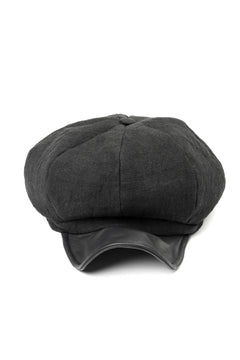 Load image into Gallery viewer, ierib exclusive Casquette / Heavy Linen Canvas + Steer Leather (BLACK EDITON)