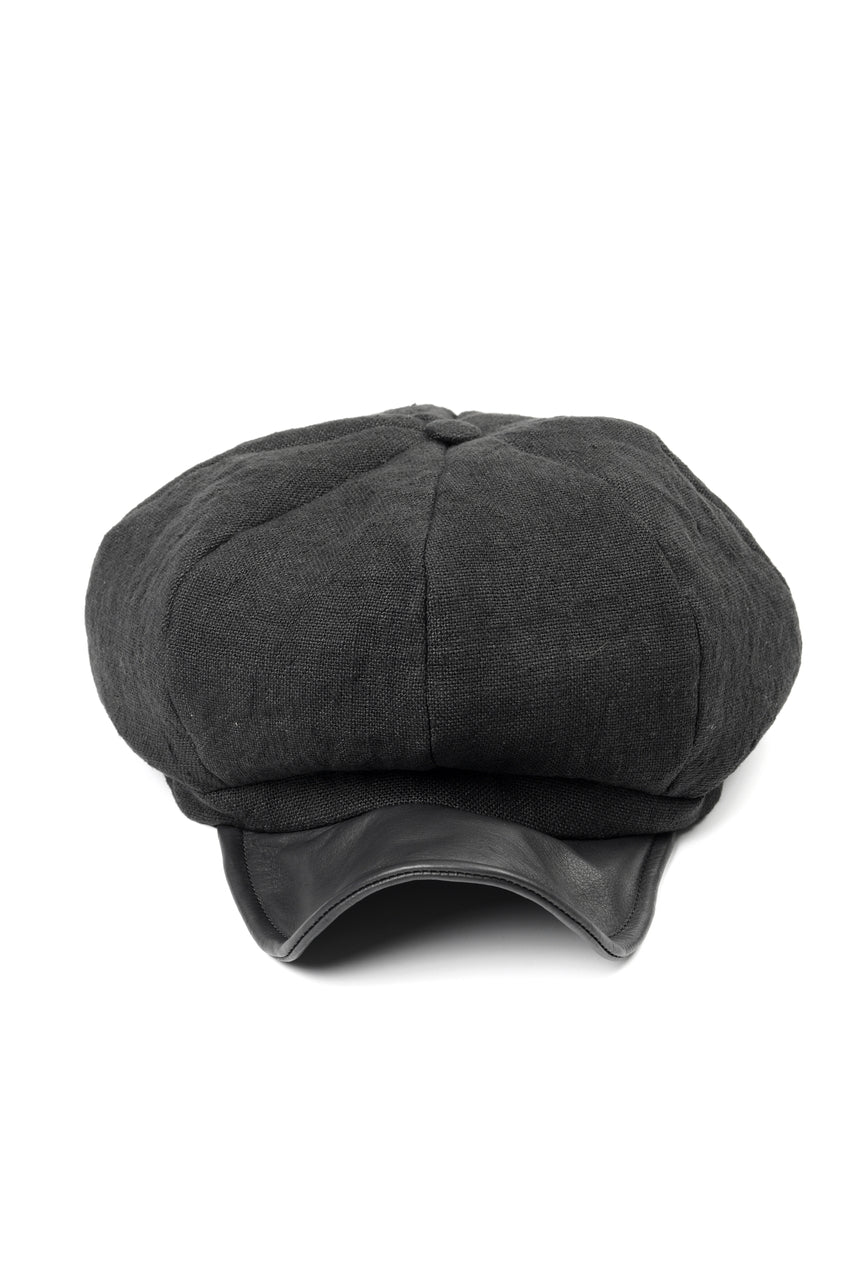 Load image into Gallery viewer, ierib exclusive Casquette / Heavy Linen Canvas + Steer Leather (BLACK EDITON)