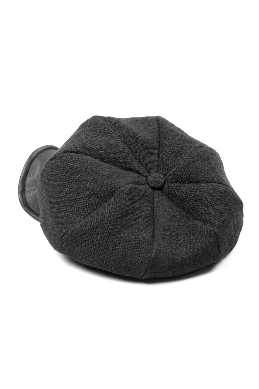 Load image into Gallery viewer, ierib exclusive Casquette / Heavy Linen Canvas + Steer Leather (BLACK EDITON)
