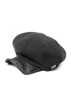 Load image into Gallery viewer, ierib exclusive Casquette / Heavy Linen Canvas + Steer Leather (BLACK EDITON)