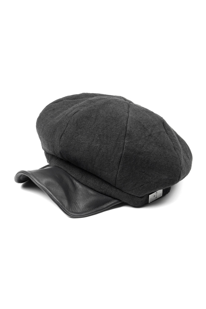 Load image into Gallery viewer, ierib exclusive Casquette / Heavy Linen Canvas + Steer Leather (BLACK EDITON)