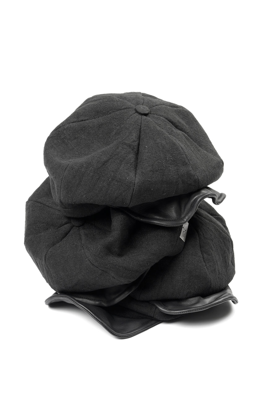 Load image into Gallery viewer, ierib exclusive Casquette / Heavy Linen Canvas + Steer Leather (BLACK EDITON)