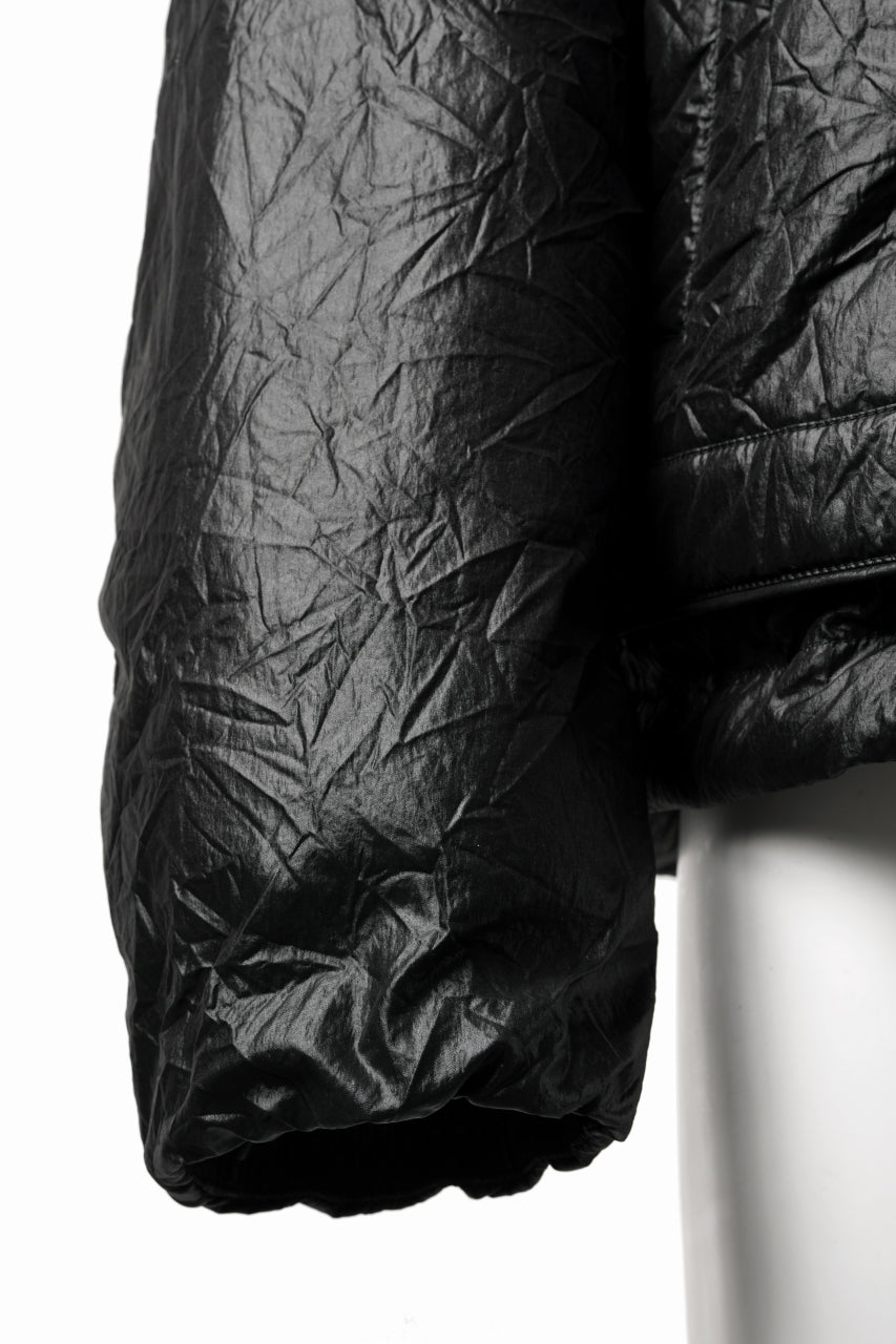 画像をギャラリービューアに読み込む, Juun.J Wrinkle Nylon Stand Collar Goose Down Blouson (BLACK)