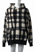 画像をギャラリービューアに読み込む, A.F ARTEFACT HOODED TOP / JACQUARD DEFORMED PLAID VELOR (BLACK x GREY x IVORY)