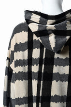 画像をギャラリービューアに読み込む, A.F ARTEFACT HOODED TOP / JACQUARD DEFORMED PLAID VELOR (BLACK x GREY x IVORY)