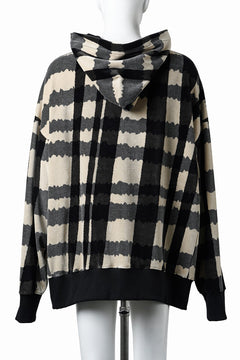 画像をギャラリービューアに読み込む, A.F ARTEFACT HOODED TOP / JACQUARD DEFORMED PLAID VELOR (BLACK x GREY x IVORY)