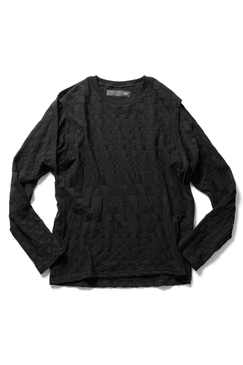 画像をギャラリービューアに読み込む, A.F ARTEFACT GRADIENT PLAID PATTERN SHIVA LONG SLEEVE TOPS (BLACK)