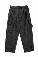 kujaku washed ink double hem pants with matching belt / P-866 (black)