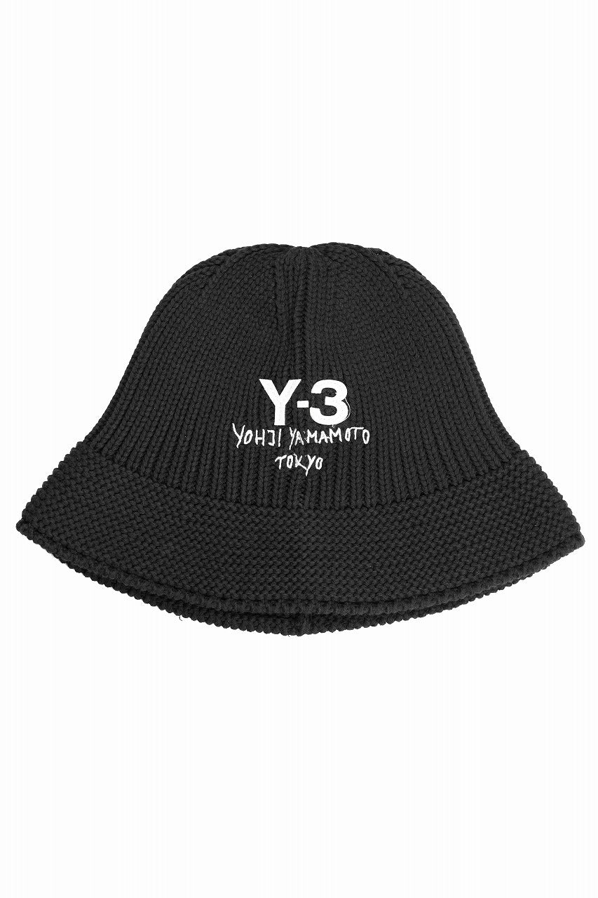 画像をギャラリービューアに読み込む, Y-3 Yohji Yamamoto HERITAGE KNIT BUCKET HAT (BLACK)