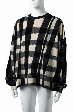 画像をギャラリービューアに読み込む, A.F ARTEFACT SWITCHING PULLOVER / JACQUARD DEFORMED PLAID VELOR (BLACK x GREY x IVORY)