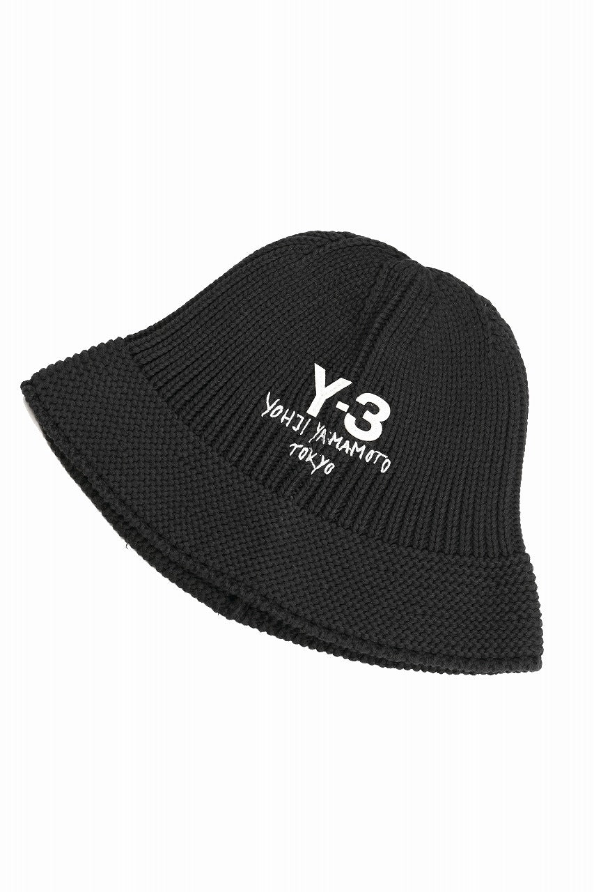 画像をギャラリービューアに読み込む, Y-3 Yohji Yamamoto HERITAGE KNIT BUCKET HAT (BLACK)