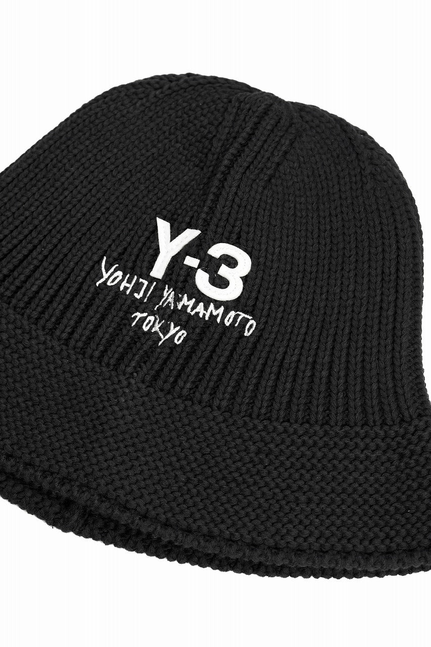 画像をギャラリービューアに読み込む, Y-3 Yohji Yamamoto HERITAGE KNIT BUCKET HAT (BLACK)