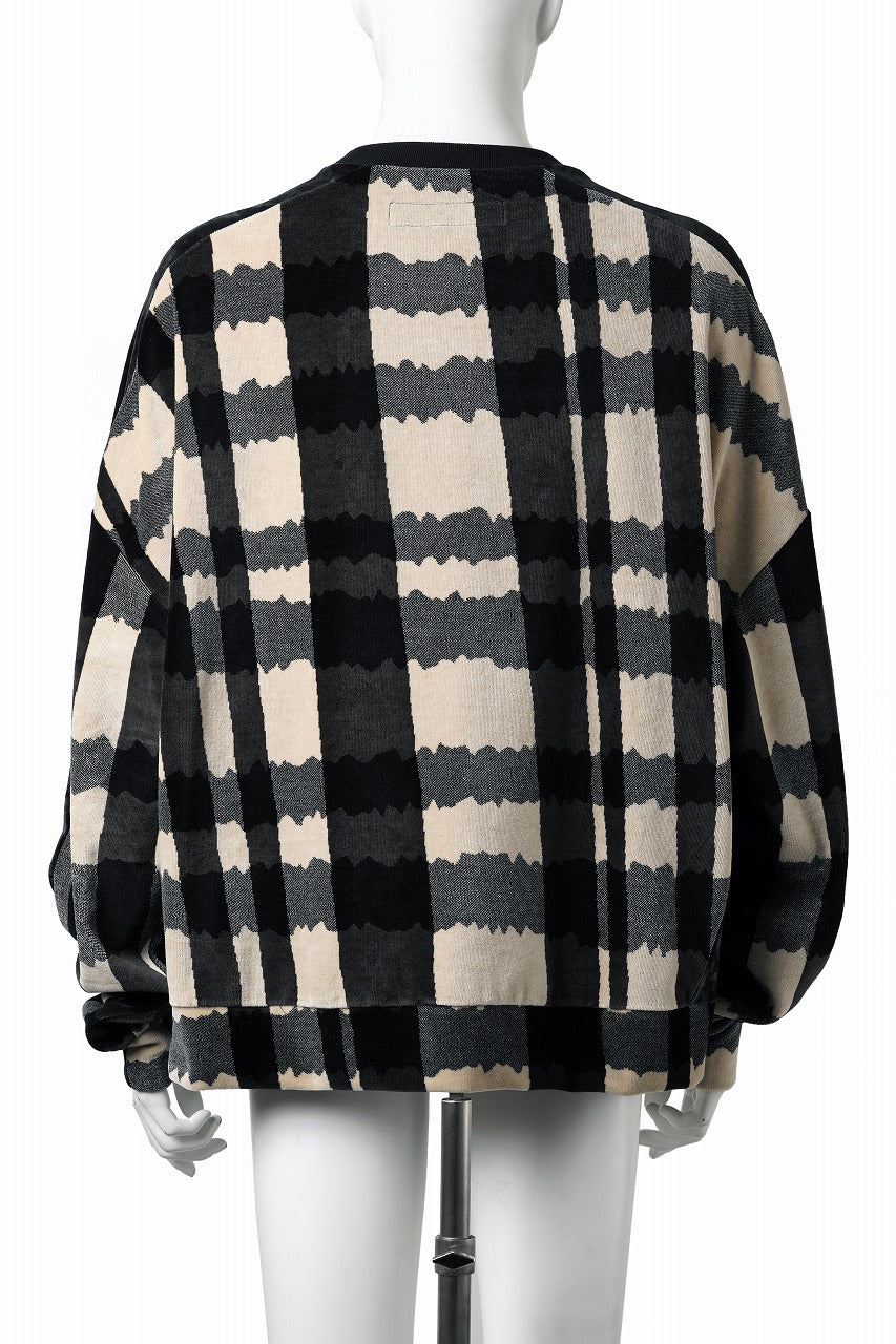画像をギャラリービューアに読み込む, A.F ARTEFACT SWITCHING PULLOVER / JACQUARD DEFORMED PLAID VELOR (BLACK x GREY x IVORY)