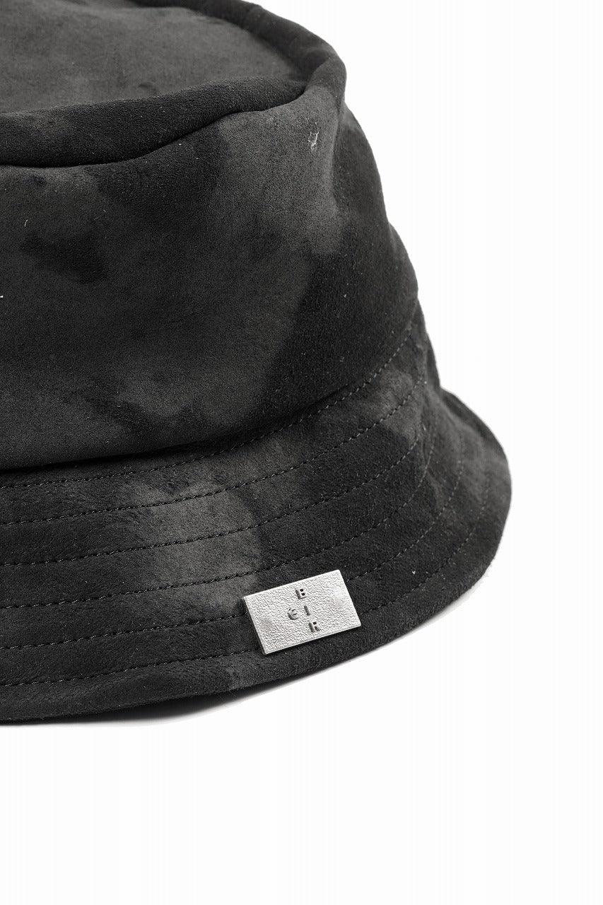 画像をギャラリービューアに読み込む, ierib Leather Bucket Hat / Lamb Suede (BLACK)
