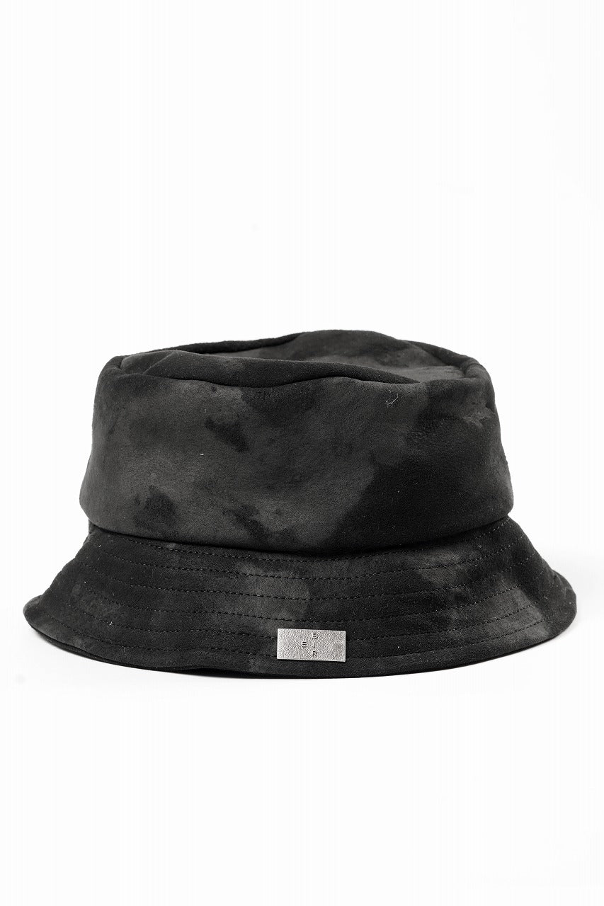 画像をギャラリービューアに読み込む, ierib Leather Bucket Hat / Lamb Suede (BLACK)