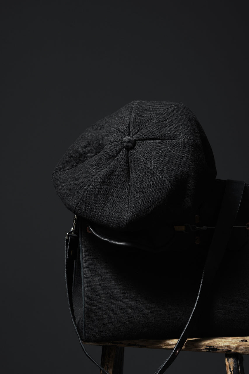 Load image into Gallery viewer, ierib exclusive Casquette / Heavy Linen Canvas + Steer Leather (BLACK EDITON)