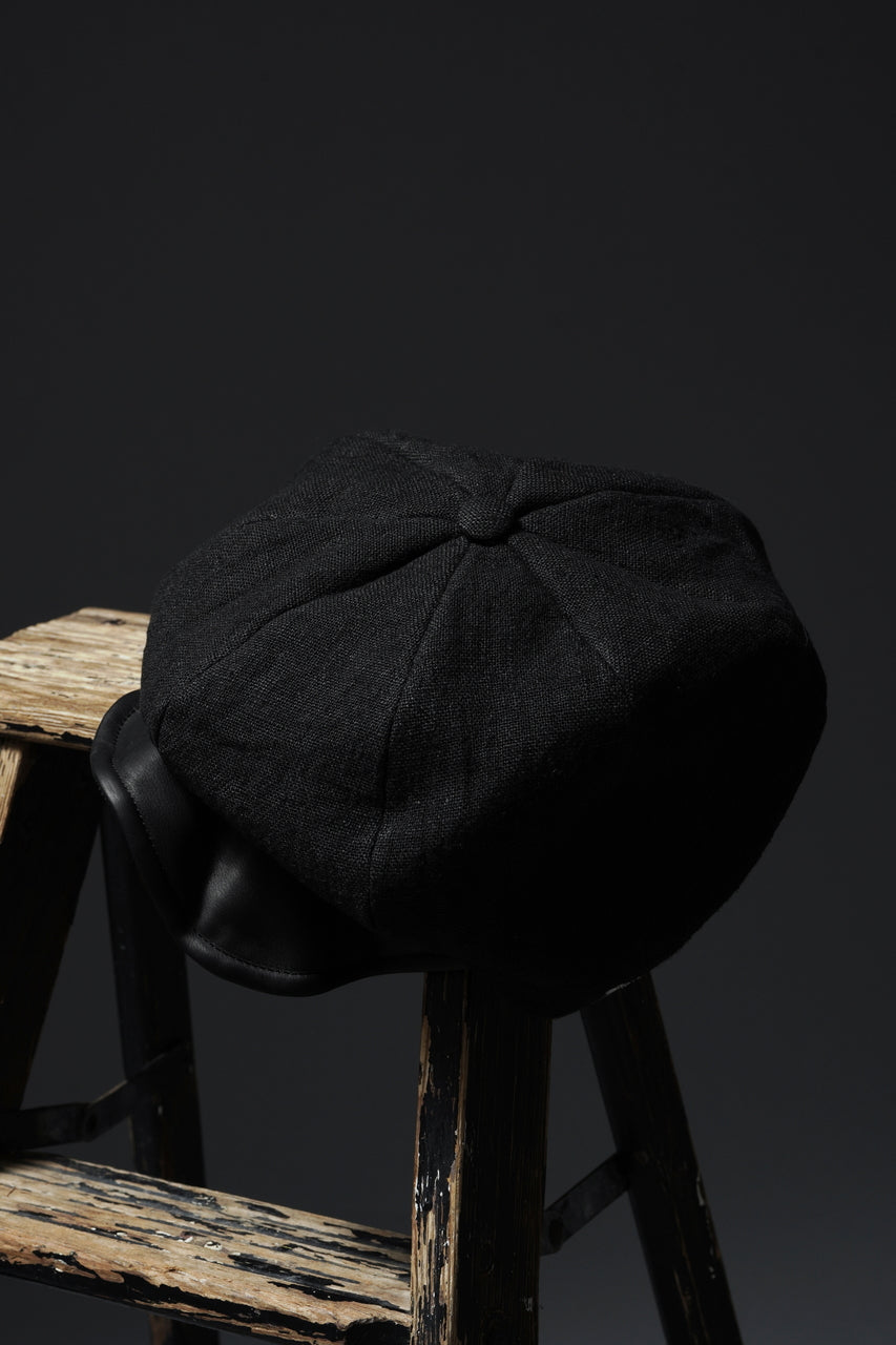 Load image into Gallery viewer, ierib exclusive Casquette / Heavy Linen Canvas + Steer Leather (BLACK EDITON)