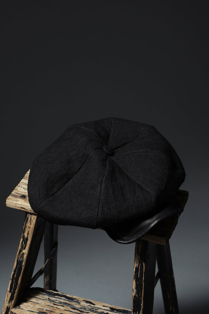 Load image into Gallery viewer, ierib exclusive Casquette / Heavy Linen Canvas + Steer Leather (BLACK EDITON)