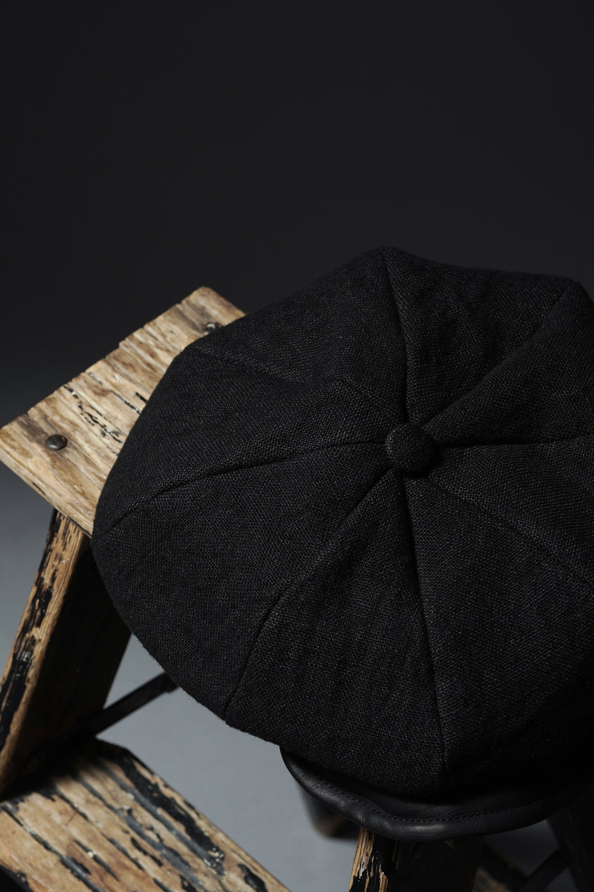 Load image into Gallery viewer, ierib exclusive Casquette / Heavy Linen Canvas + Steer Leather (BLACK EDITON)