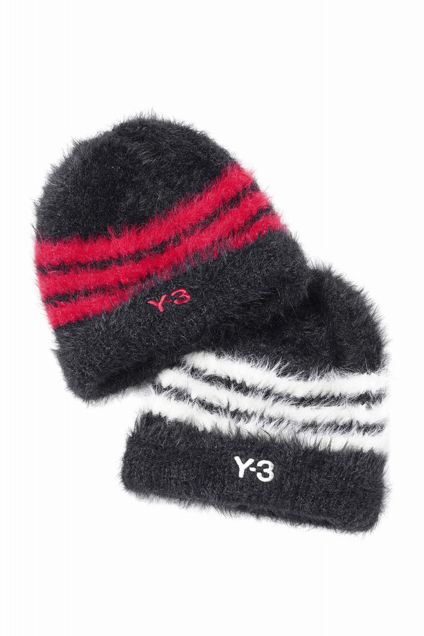 Load image into Gallery viewer, Y-3 Yohji Yamamoto STRIPES BEANIE (BLACK x SCARLET)