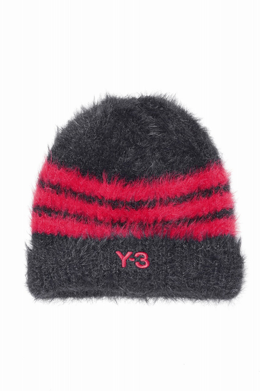 Load image into Gallery viewer, Y-3 Yohji Yamamoto STRIPES BEANIE (BLACK x SCARLET)