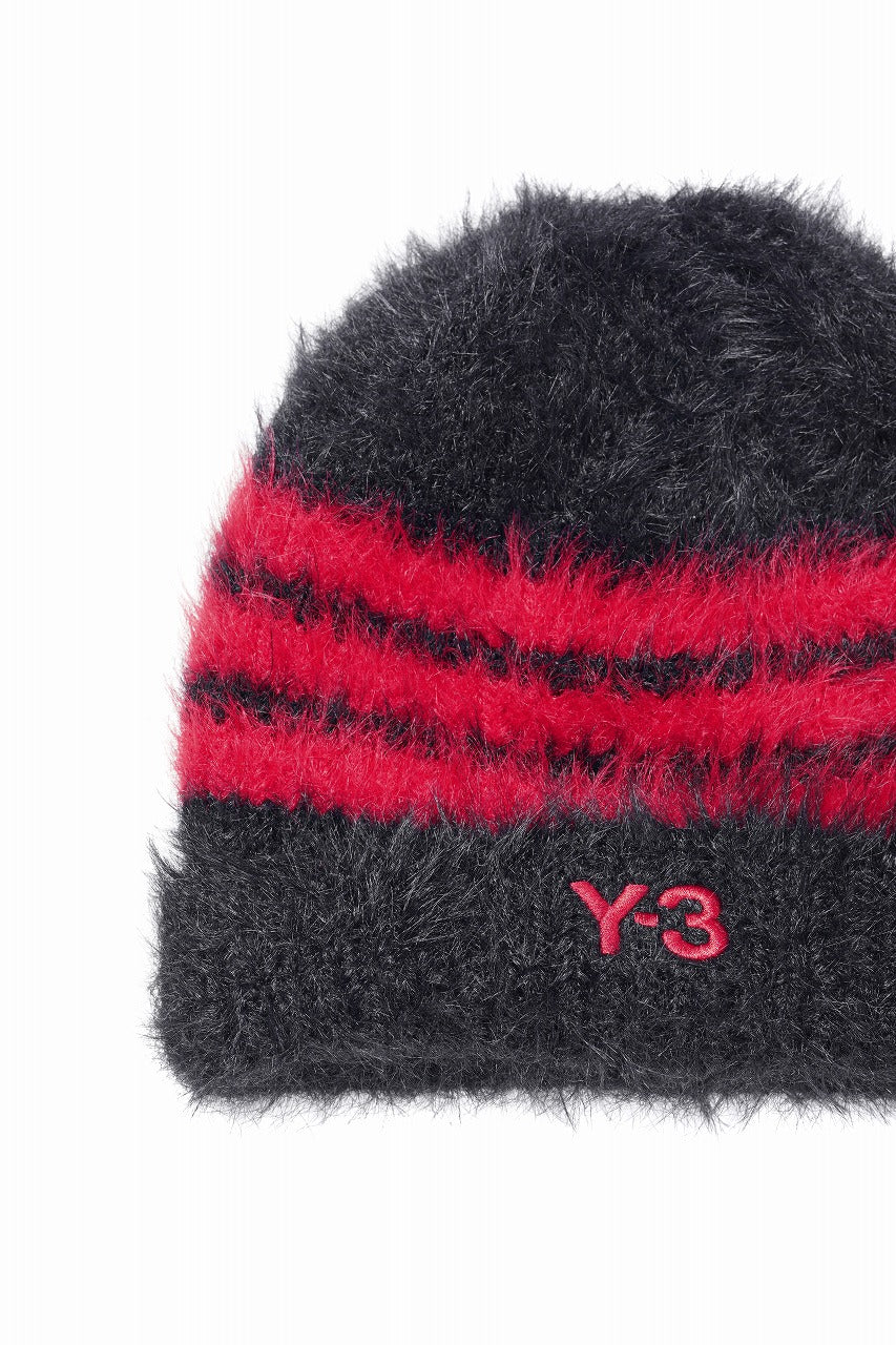 Load image into Gallery viewer, Y-3 Yohji Yamamoto STRIPES BEANIE (BLACK x SCARLET)