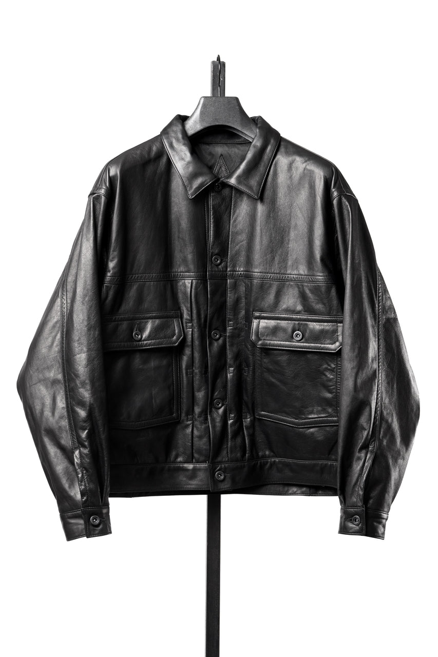 画像をギャラリービューアに読み込む, A LEATHER Trucker Jacket / LUXE COWHIDE (BLACK)