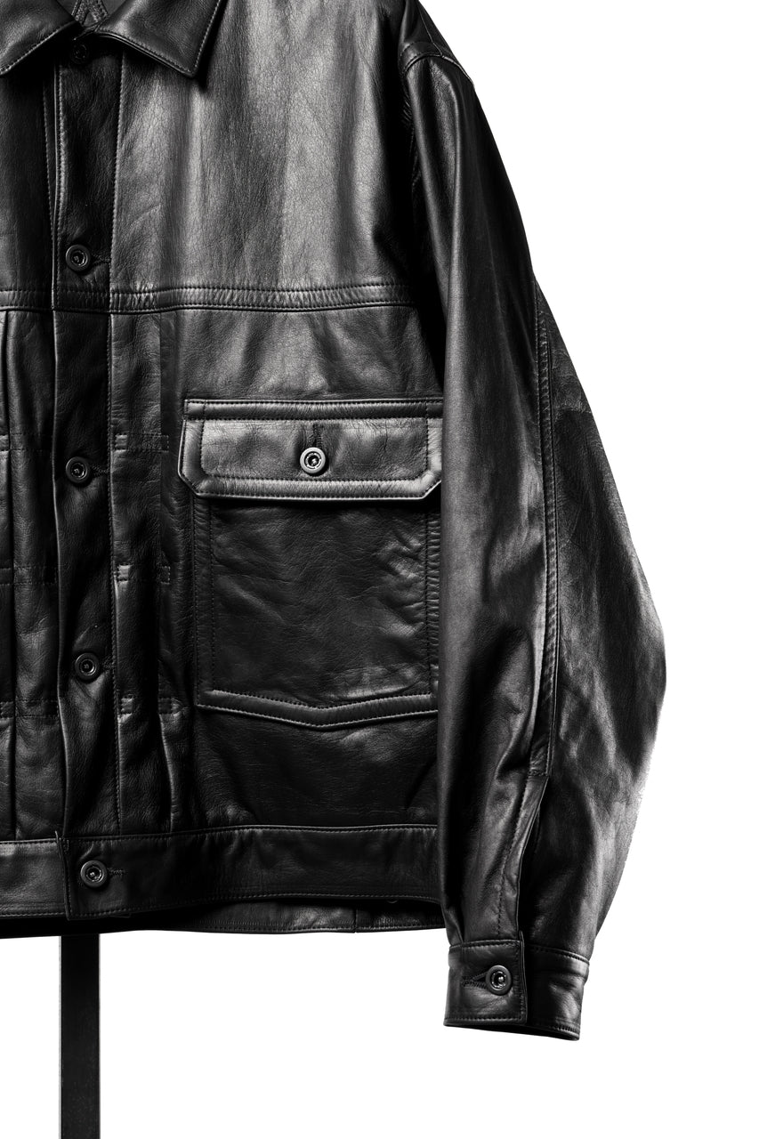 画像をギャラリービューアに読み込む, A LEATHER Trucker Jacket / LUXE COWHIDE (BLACK)