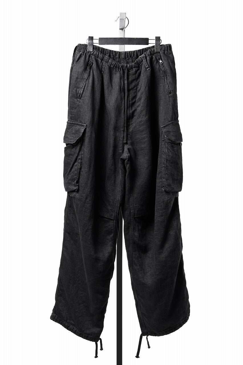 Load image into Gallery viewer, LASTMAN M47 LINEN DENIM CARGO PANTS (BLACK)
