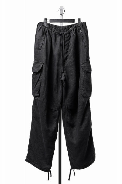 LASTMAN M47 LINEN DENIM CARGO PANTS (BLACK)