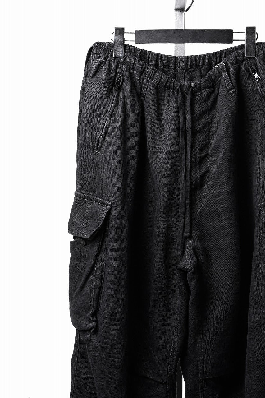 Load image into Gallery viewer, LASTMAN M47 LINEN DENIM CARGO PANTS (BLACK)