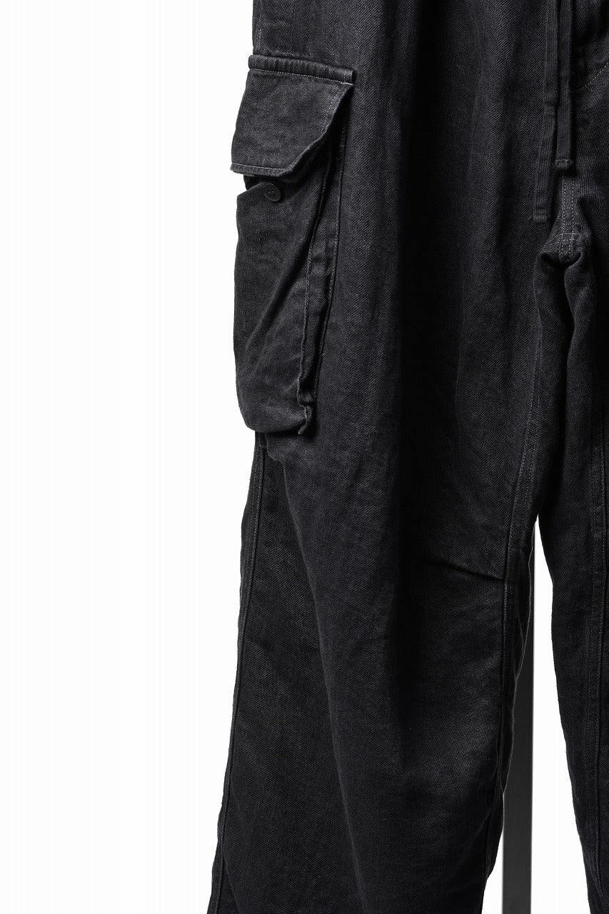 Load image into Gallery viewer, LASTMAN M47 LINEN DENIM CARGO PANTS (BLACK)