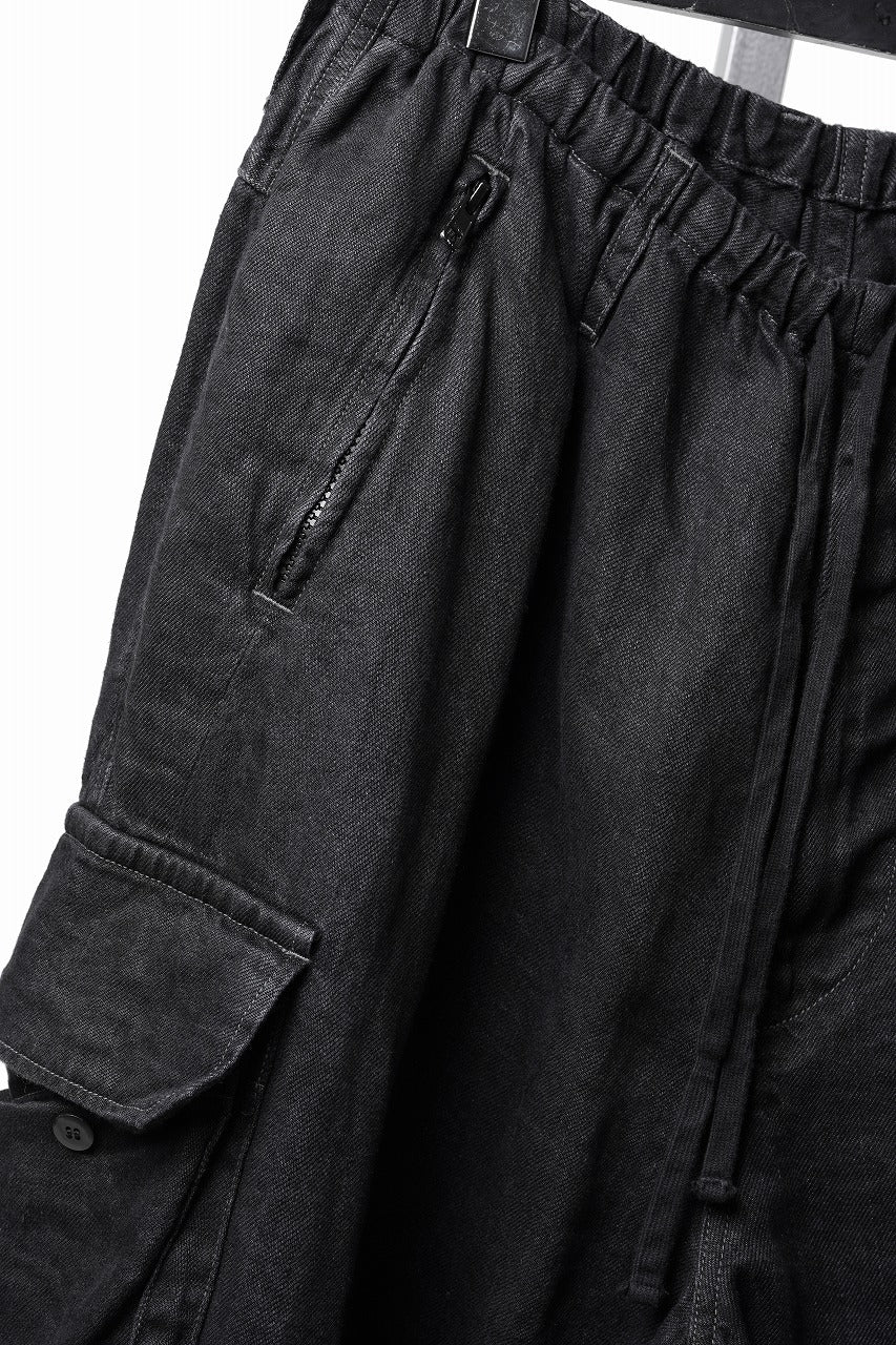 Load image into Gallery viewer, LASTMAN M47 LINEN DENIM CARGO PANTS (BLACK)